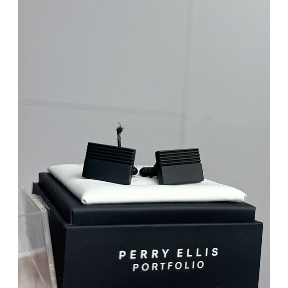 Perry Ellis Black Coated Cuff Links - Picture 3 of 6